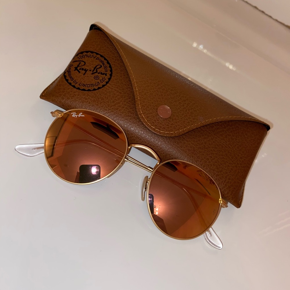 RAYBAN ROUND METAL GOLD/COPPER PINK FLASH
